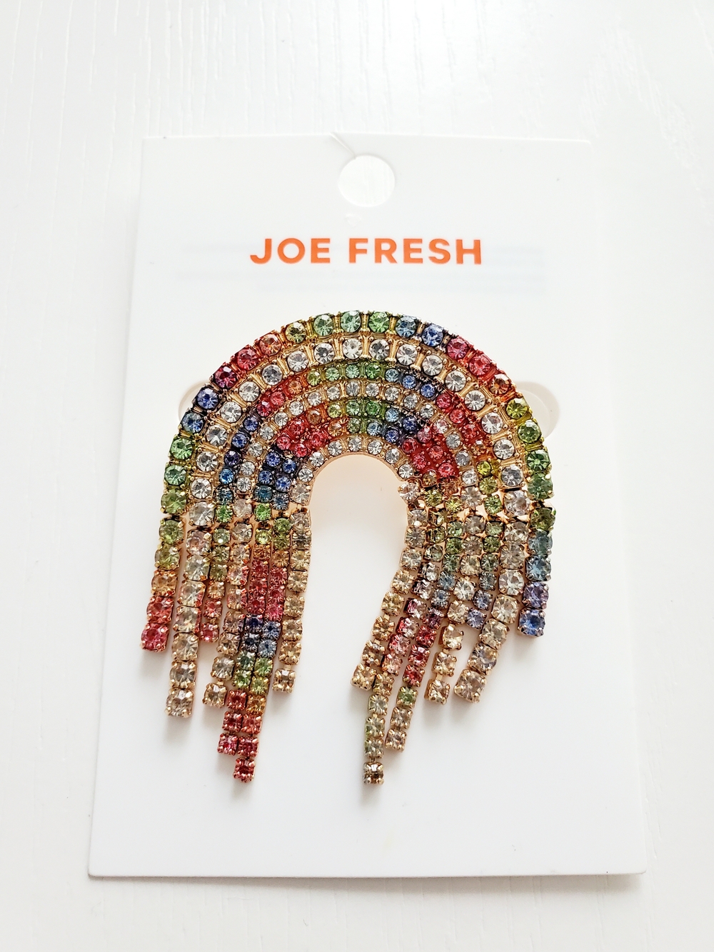 Joe Fresh White Card Backing with Gold Safety Pin
